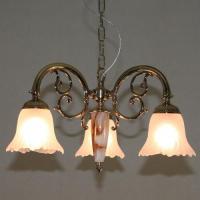 スペイン製のオニクスで装飾された3灯シャンデリアA型　LED仕様