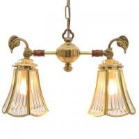 フレームに葉っぱのモチーフの付いたおしゃれな2灯シャンデリア照明 【送料無料】