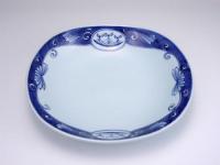 濃唐草帆船両切カレー皿　青花　有田焼