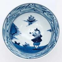 長崎紋5寸深丼 　青花　有田焼