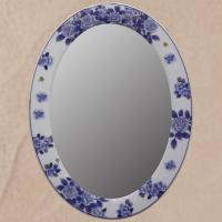 有田焼のミラー(カガミ)　金彩花散らし絵鏡