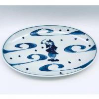大航海小判幅広焼皿　青花　有田焼