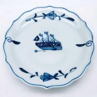 大航海桔梗渕台皿　青花　有田焼