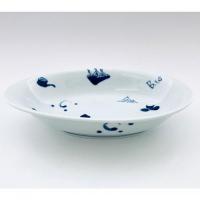 異人づくし たまご型カレー皿　青花　有田焼