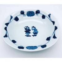 牡丹唐草二人異人両切サラダ　青花　有田焼