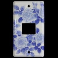 有田焼スイッチカバー(スイッチプレート)　1ツ穴　染付薔薇絵