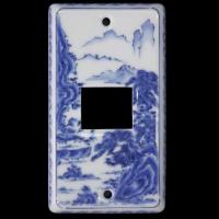 有田焼スイッチカバー(スイッチプレート)　1ツ穴　染付山水絵