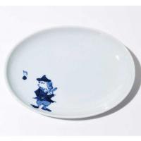 南蛮人音小判銘々皿 バイオリン　青花　有田焼