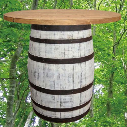 100cm丸バレルテーブル1000　バレルクラフト　アンティークホワイト色　ウイスキー樽物語