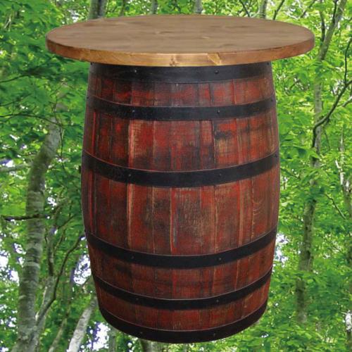 80cm丸バレルテーブル800　バレルクラフト　アンティークレッド色　ウイスキー樽物語