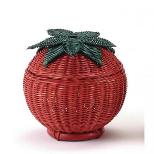 ラタンで作ったトマトの形をしたバスケット(大)　ラタン・籐家具