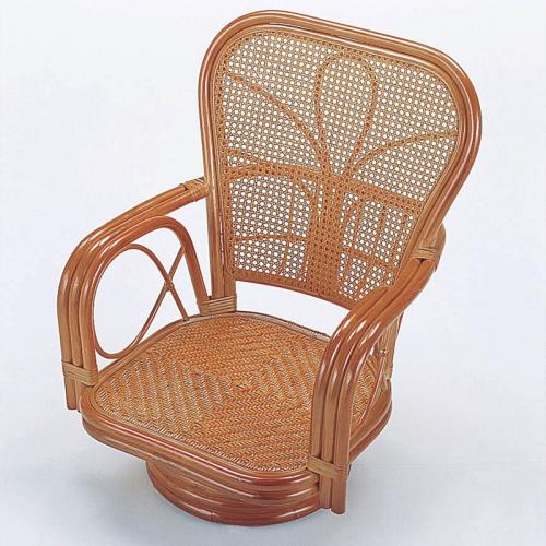 座面高35cmのラウンドチェア(籐回転椅子)　#563　ラタン・籐家具