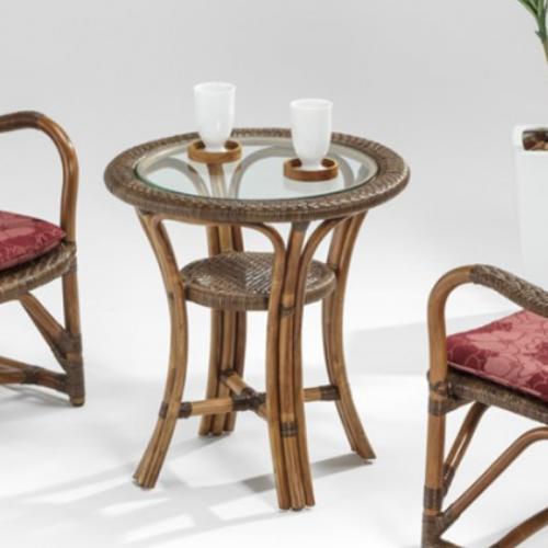 ルロットアームチェアに合わせた籐テーブル　カザマ　ラタン・籐家具
