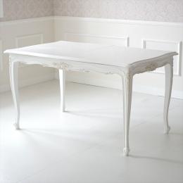 アンティーク調の白色の猫脚伸長式 ダイニングテーブル　トリノ サヴォイア シリーズ