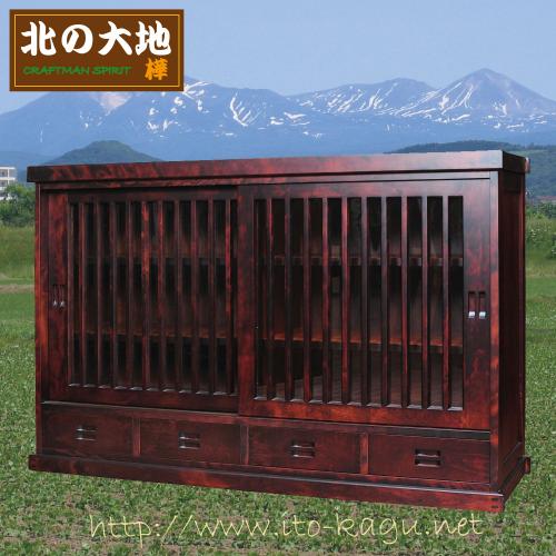 茶棚(サイドボード)　ガラス戸　北海道匠の家具
