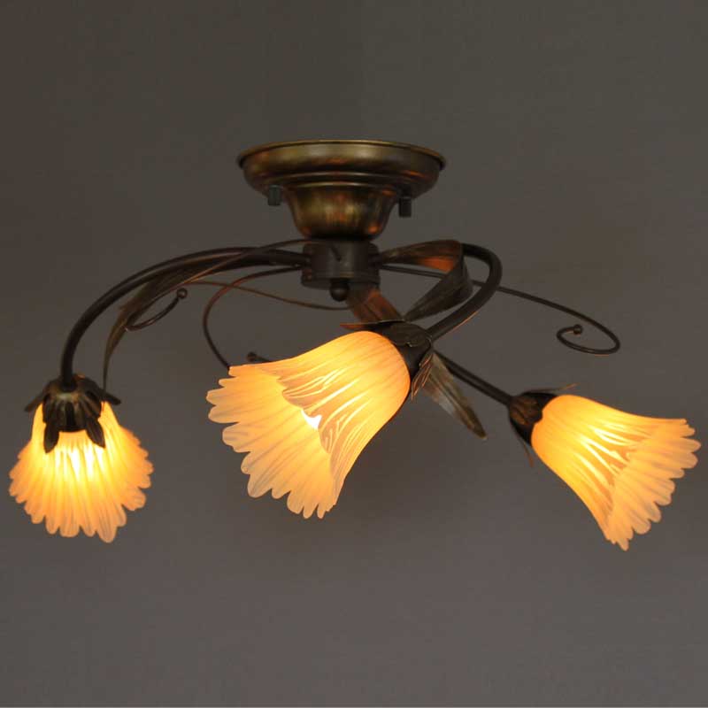 イタリア製ガラス3灯シーリングシャンデリア照明　イタリア製