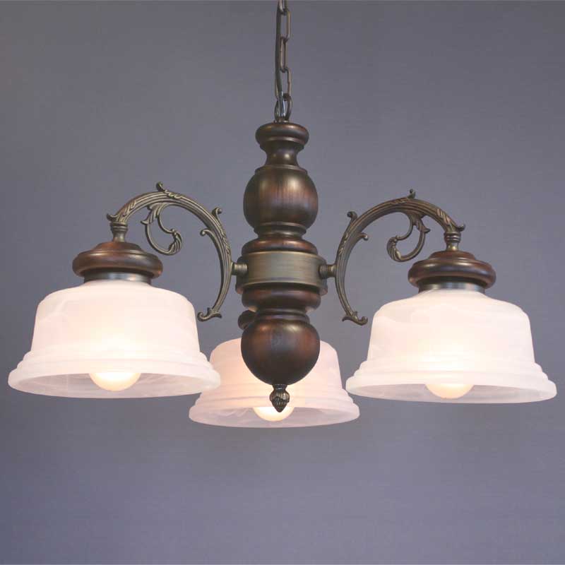 クラシカルデザインのイタリア製ガラス3灯シャンデリア照明