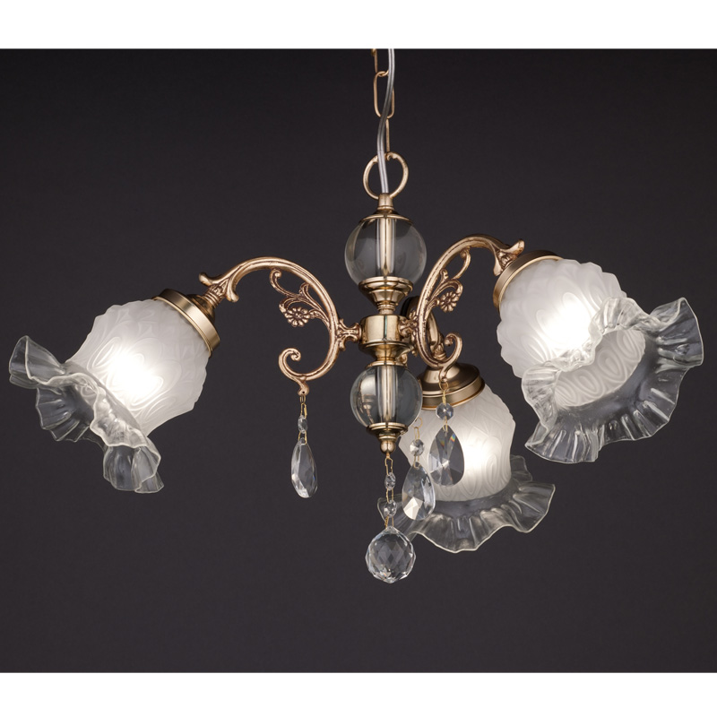 スペイン製のクリスタルビーズ装飾された3灯シャンデリア