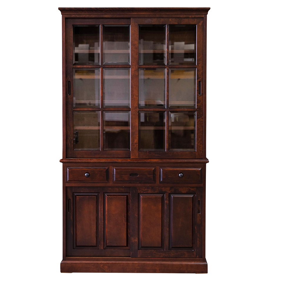 カバ材使用の105cm幅高級食器戸棚　こだわりの北海シリーズ