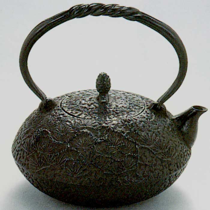 南部鉄瓶　平丸　松　OS-2-7