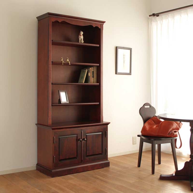 カバ材使用の高級オープン書棚80　こだわりの北海シリーズ