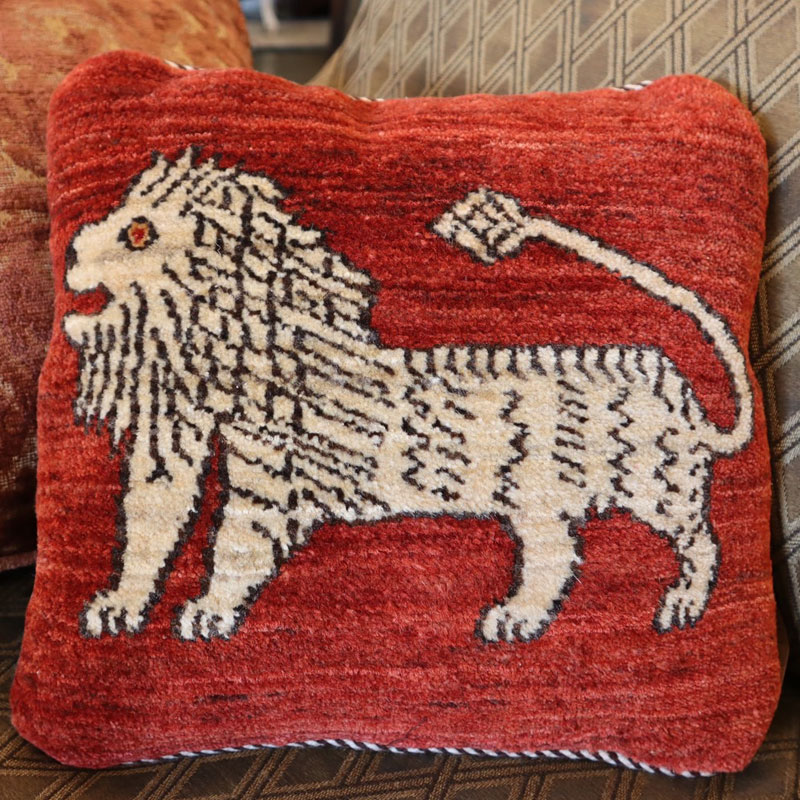 ライオンギャッベのおしゃれなクッションカバー　#283653　約35×35cm　SALE