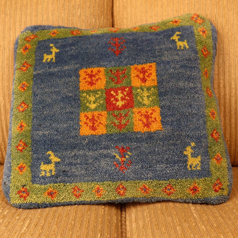 ペルシャヤラメギャッベのおしゃれなクッションカバー　#287293　約40×40cm　SALE