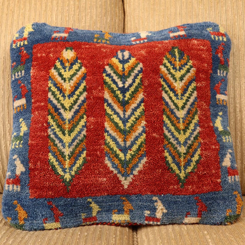 ペルシャヤラメギャッベのおしゃれなクッションカバー　#287288　約40×40cm　SALE