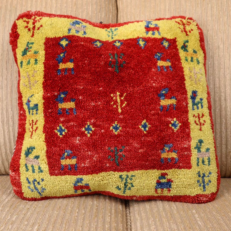 ペルシャヤラメギャッベのおしゃれなクッションカバー　#287294　約40×40cm　SALE