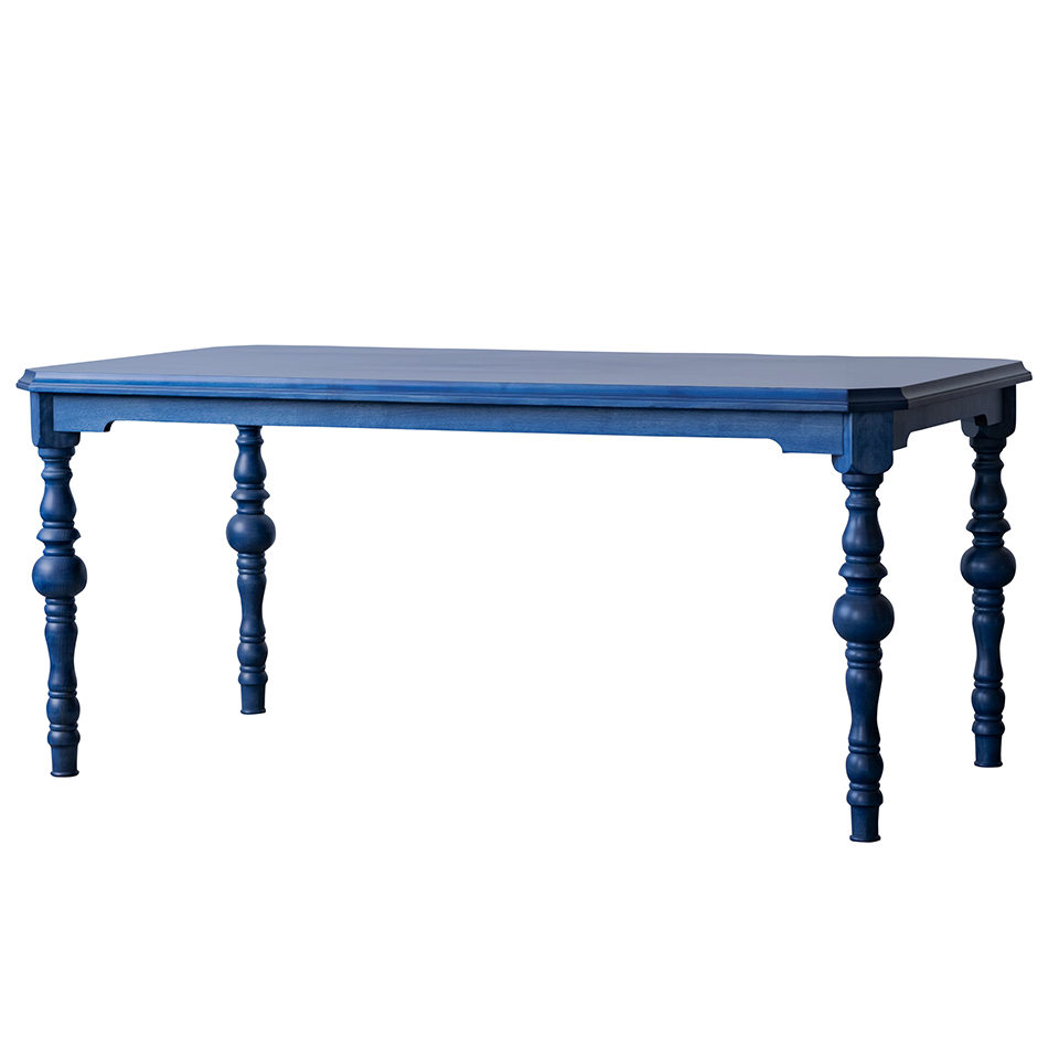 北海道のカバ材を使った165cm幅ダイニングテーブル(ネイビー)　北海シリーズ