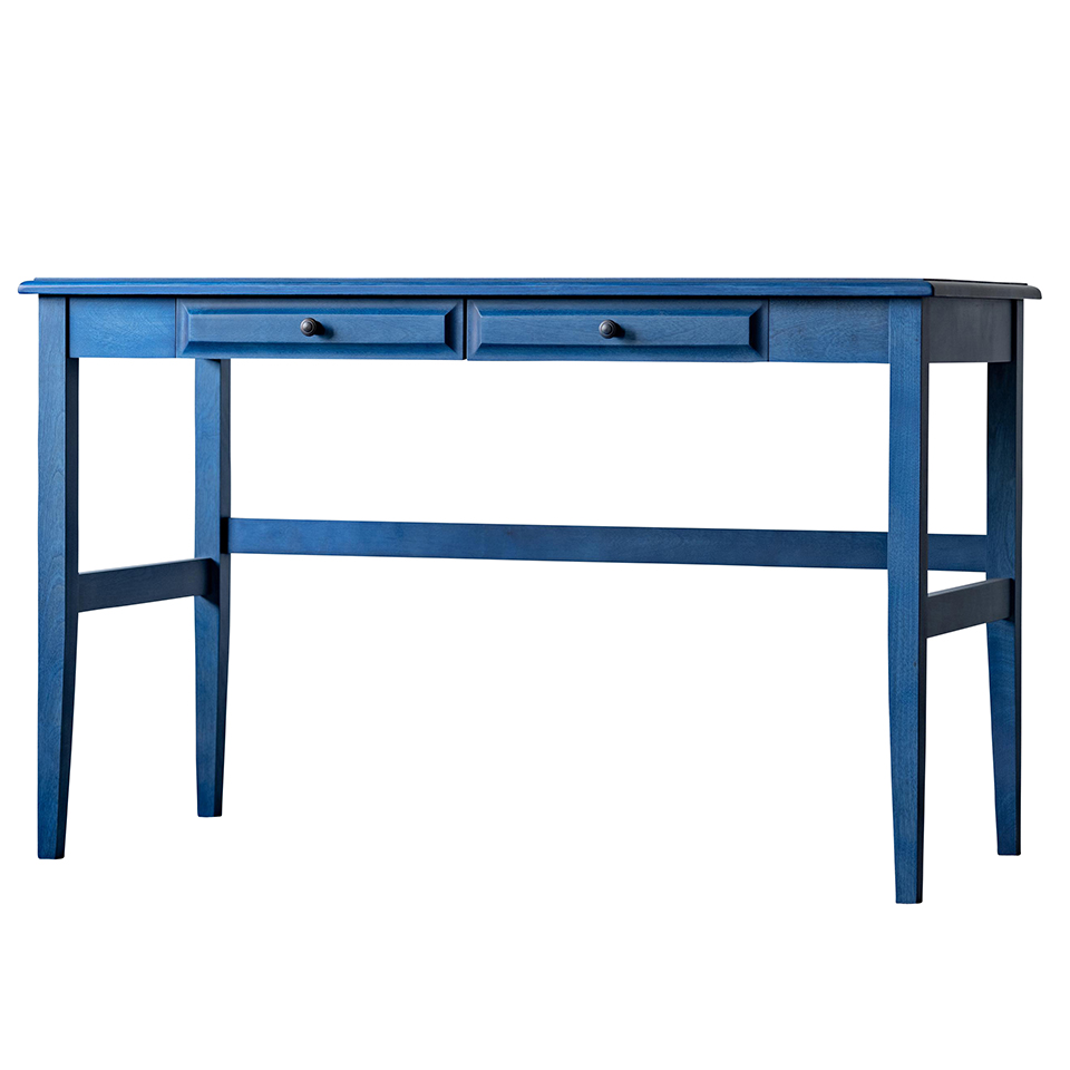 カバ材使用の素敵な120cm幅デスク(ネイビー色)　北海シリーズ