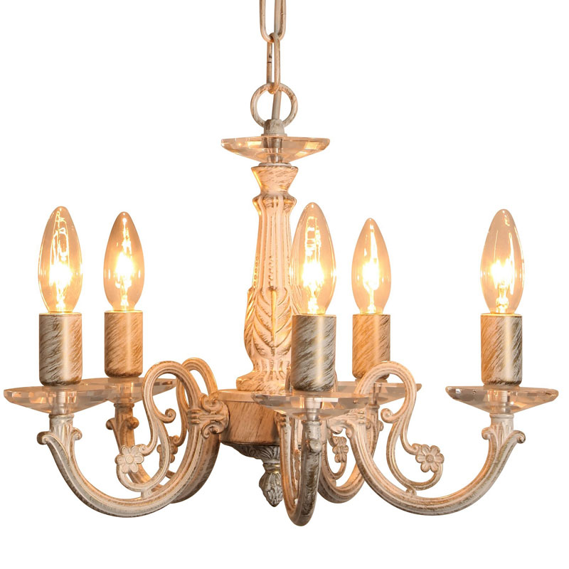 鋳物メッキのフレームがクラシカルな雰囲気の5灯シャンデリア照明