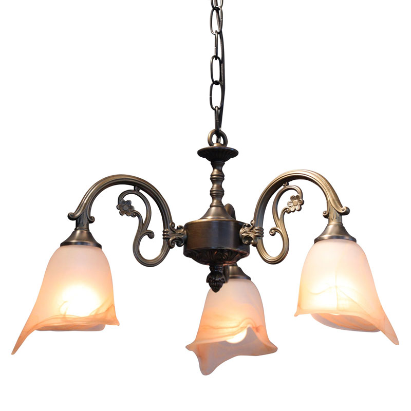 イタリア製ガラス3灯シャンデリア照明 引掛けシーリングタイプ