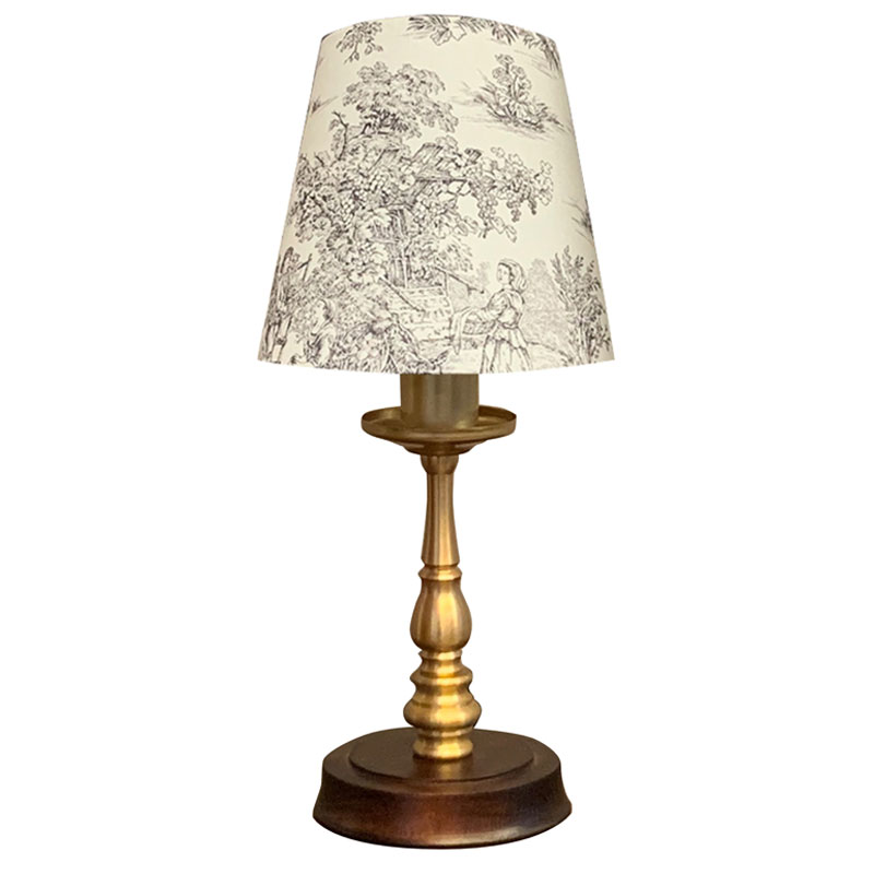 フランス伝統のトワル・ド・ジュイ デザイン生地を使用したミニテーブルランプ　Gタイプ