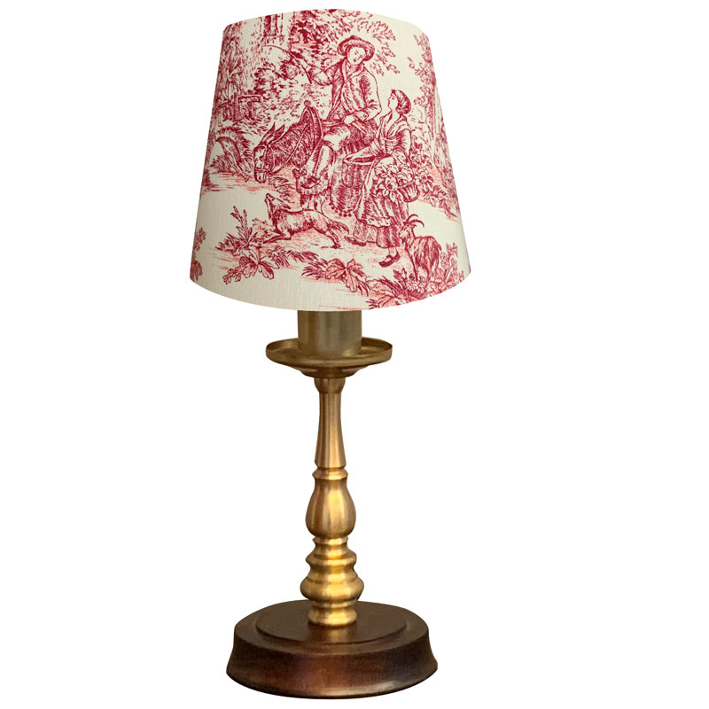 フランス伝統のトワル・ド・ジュイ デザイン生地を使用したミニテーブルランプ　Rタイプ