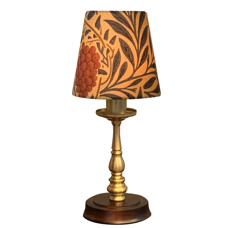 ウィリアムモリスのブドウ柄生地を使用して作成したミニテーブルランプ