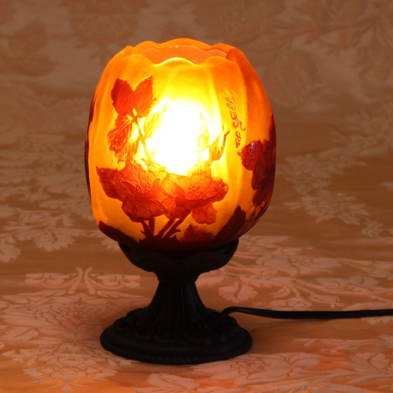 1灯ミニテーブルスタンド(ランプ)照明　(薔薇/ダークブロンズ)　ガレコレクション