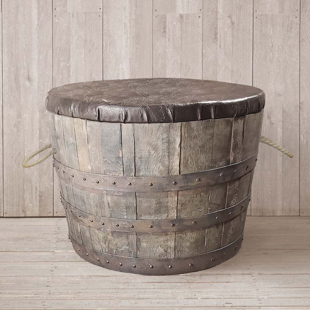 ウイスキー樽材使用の1/2バレルスツール　ウイスキー樽物語