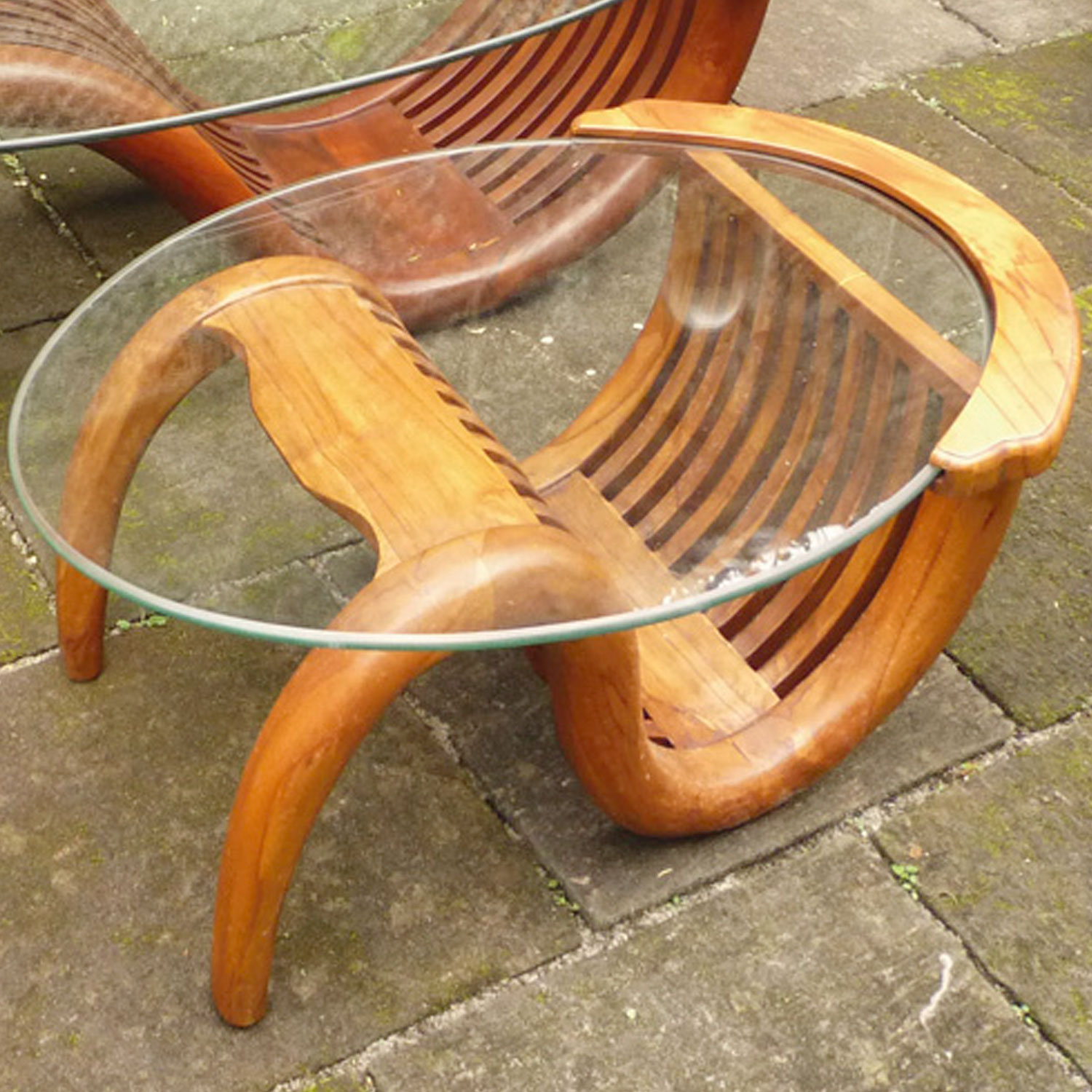 ミニチークガラステーブル(塗装品)　JB-36322