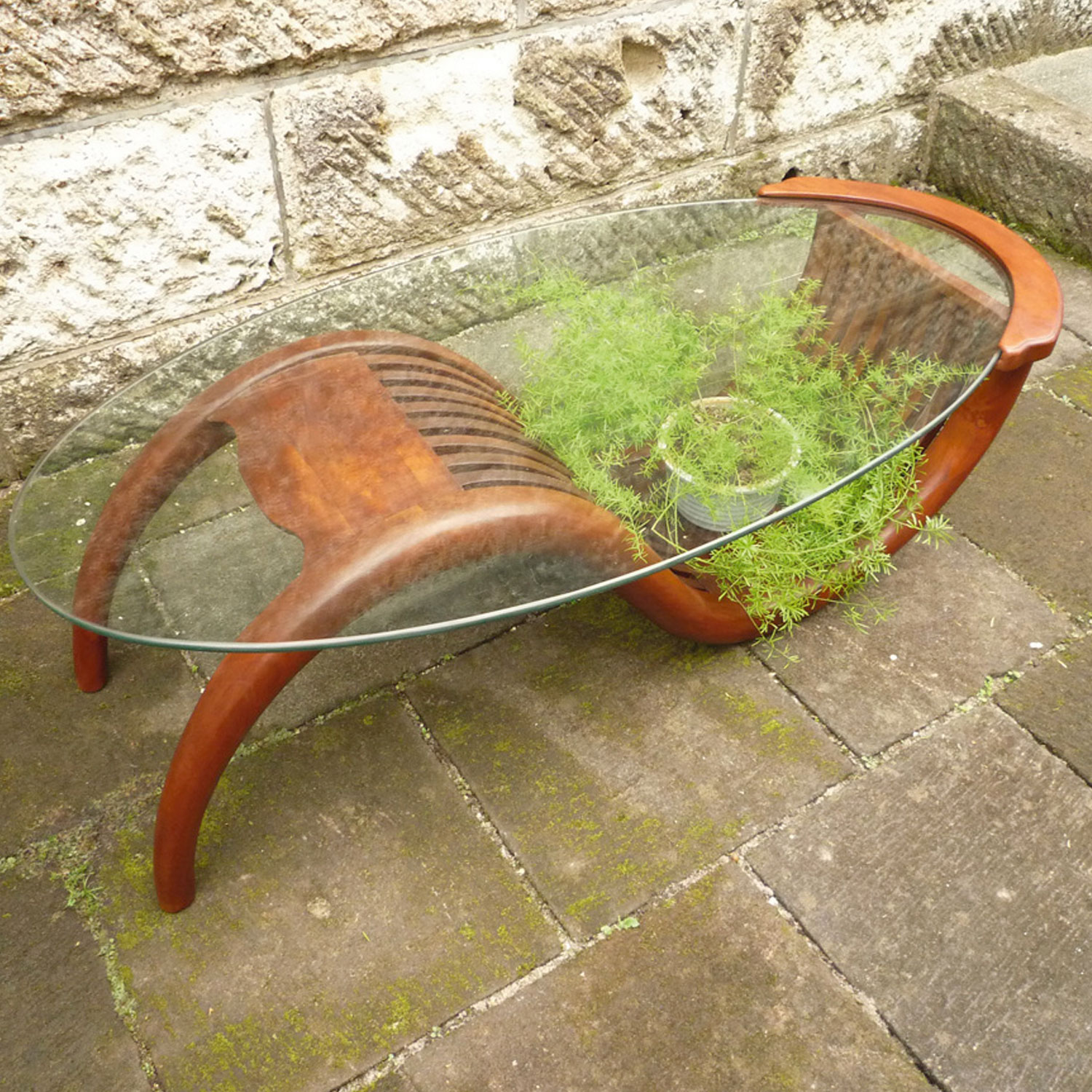 チークガラステーブル(塗装品)　JB-36324