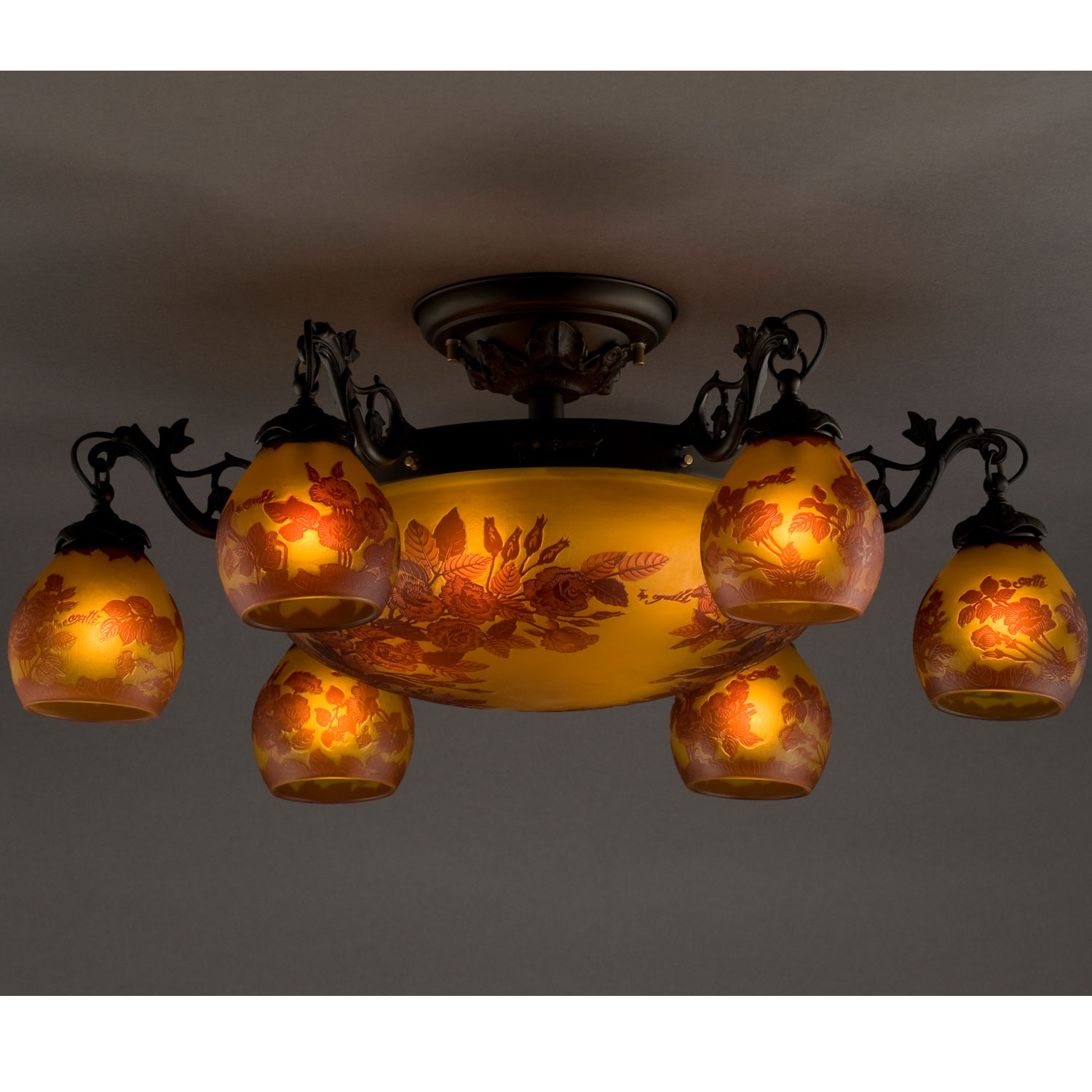 超豪華な10灯シャンデリア照明　(薔薇)　ガレコレクション　輸入照明　送料無料