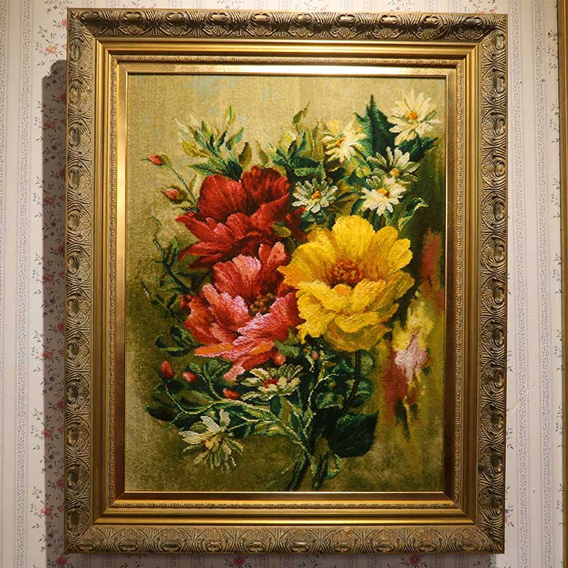 ペルシャ絨毯絵画　ピクチャー　約W54×D6.5×H66.5cm(額含む)　約44×51cm