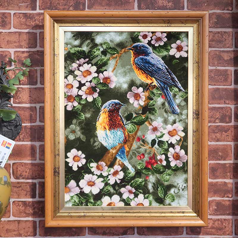 ペルシャ絨毯絵画　ピクチャー　約W50×D6.5×H66cm(額含む) さえずり