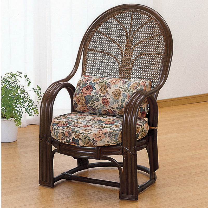 ランバーサポート付きハイバックラタンアームチェア　ラタン・籐家具