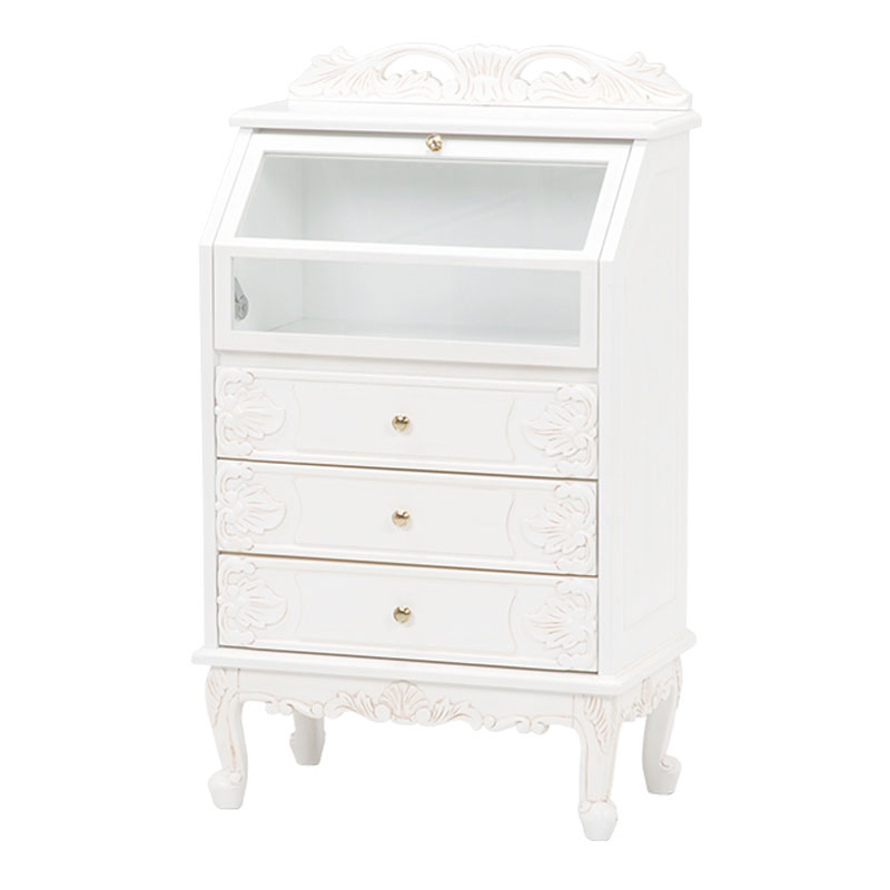 ヴィオレッタシリーズ　ガラスキャビネット(アンティークホワイト)　【送料無料】