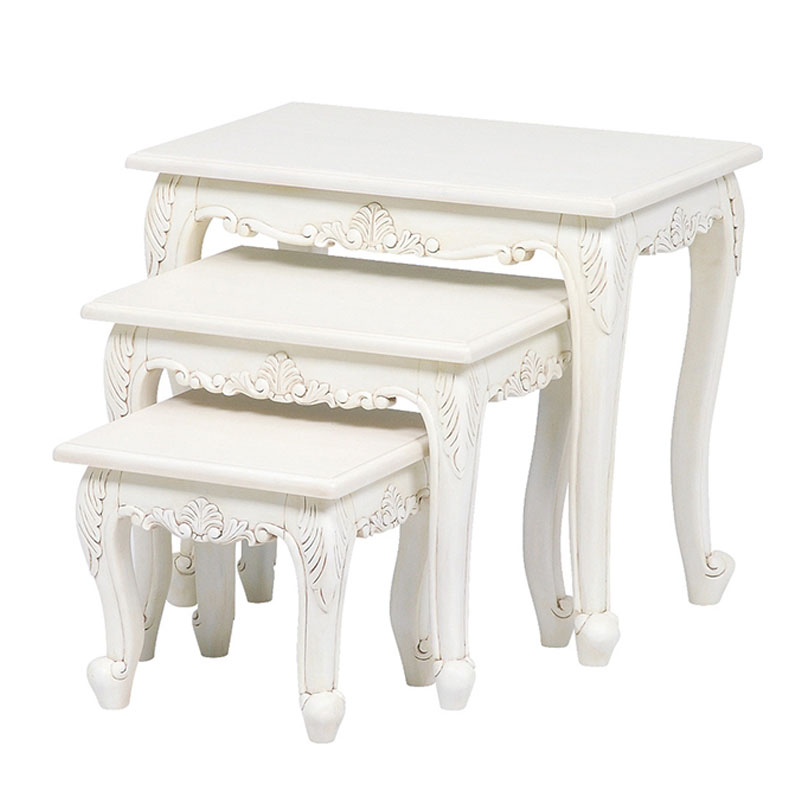 ヴィオレッタシリーズ　ネストテーブルセット(アンティークホワイト)