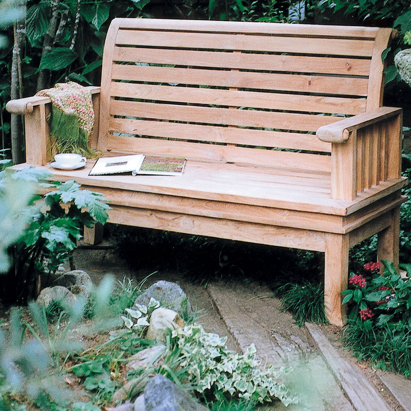 良質なチーク材でできたスネイルベンチ　【送料無料】