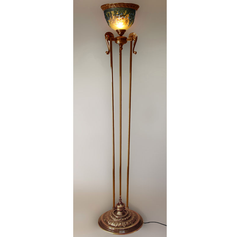 豪華なブルーグレープ模様のフロアースタンド照明　ガレコレクション