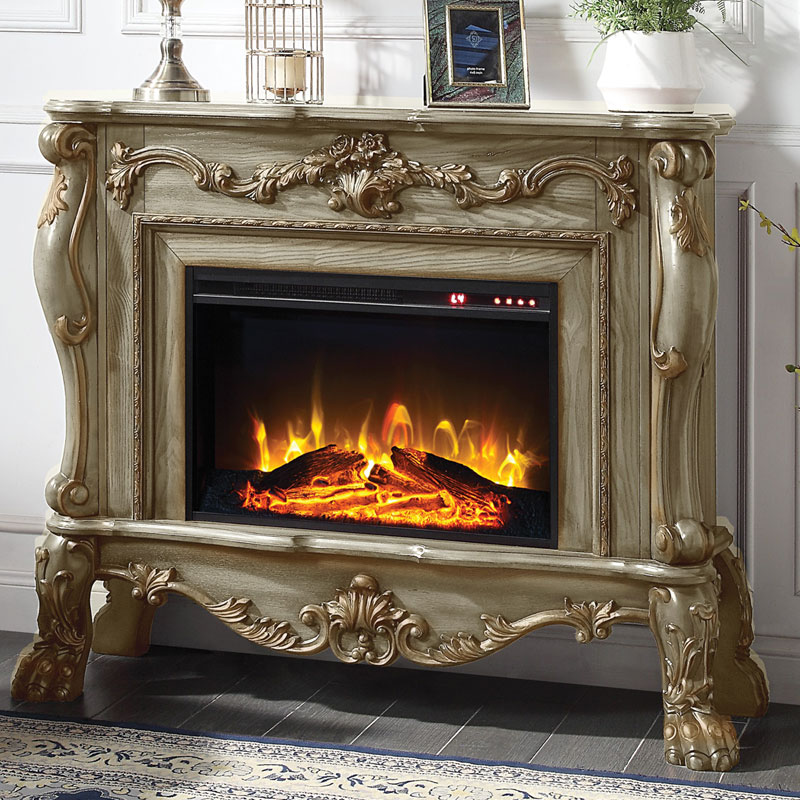 ロココ調電気暖炉ドレスデン-豪華なゴールドパティーナ色　ロイドグランデ　送料無料