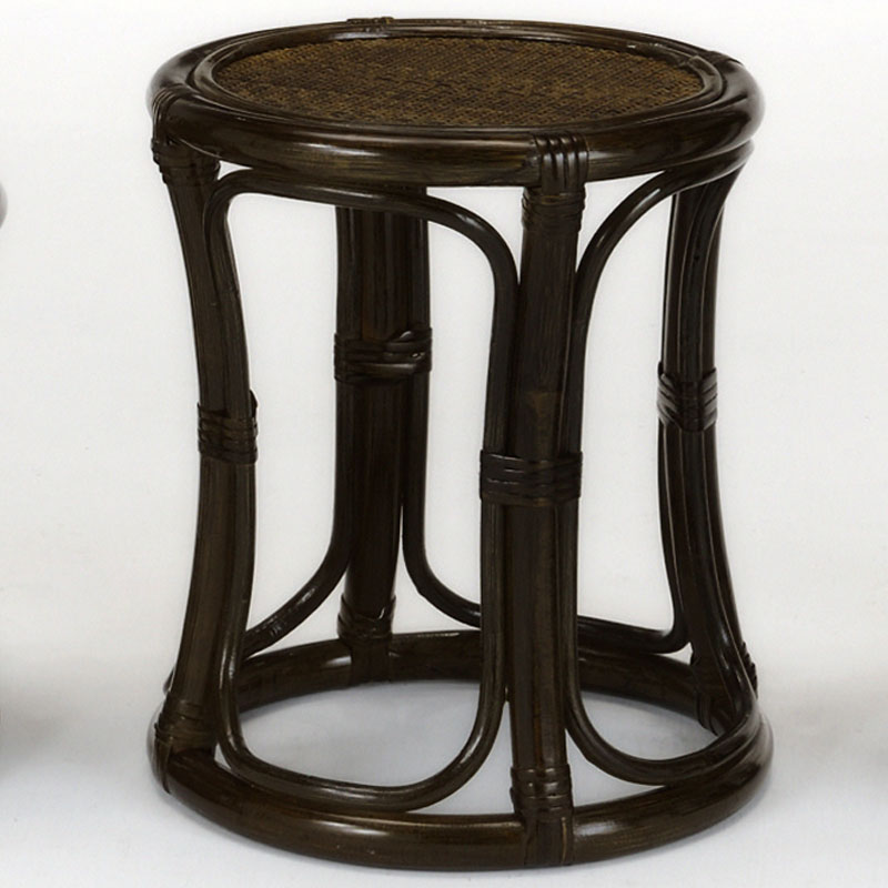 ダークブラウンカラーフレームのミドルタイプ籐スツール　ラタン・籐家具